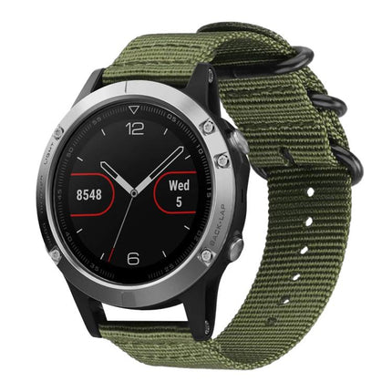 xDfind Ring Buckle Nylon Canvas Watch Band, For Garmin Fenix 8/7X/6X/5X 26mm, For Garmin Fenix 8/7/6/5 22mm, For Garmin Forerunner 235/220/620/630, For Garmin Forerunner 35 / 30 / 35J