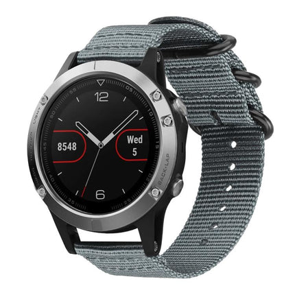 xDfind Ring Buckle Nylon Canvas Watch Band, For Garmin Fenix 8/7X/6X/5X 26mm, For Garmin Fenix 8/7/6/5 22mm, For Garmin Forerunner 235/220/620/630, For Garmin Forerunner 35 / 30 / 35J