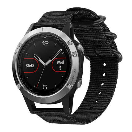 xDfind Ring Buckle Nylon Canvas Watch Band, For Garmin Fenix 8/7X/6X/5X 26mm, For Garmin Fenix 8/7/6/5 22mm, For Garmin Forerunner 235/220/620/630, For Garmin Forerunner 35 / 30 / 35J