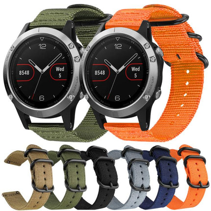 xDfind Ring Buckle Nylon Canvas Watch Band, For Garmin Fenix 8/7X/6X/5X 26mm, For Garmin Fenix 8/7/6/5 22mm, For Garmin Forerunner 235/220/620/630, For Garmin Forerunner 35 / 30 / 35J
