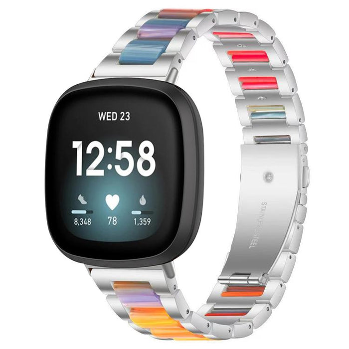 xDfind Three Beads Metal Resin Watch Band, For Fitbit Versa 4 / 3 / Sense 2 / Sense