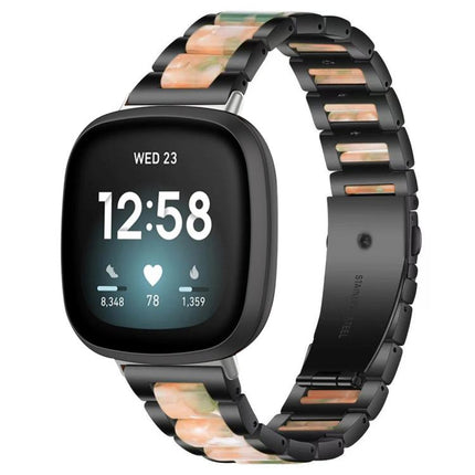 xDfind Three Beads Metal Resin Watch Band, For Fitbit Versa 4 / 3 / Sense 2 / Sense