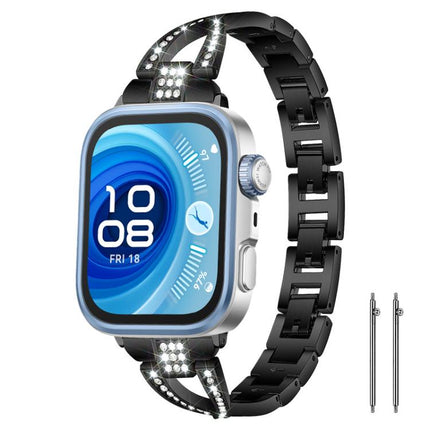 xDfind X-Shaped Single Row Diamond Metal Watch Band, 22mm, 20mm, 18mm