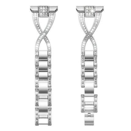 xDfind X-Shaped Single Row Diamond Metal Watch Band, 22mm, 20mm, 18mm