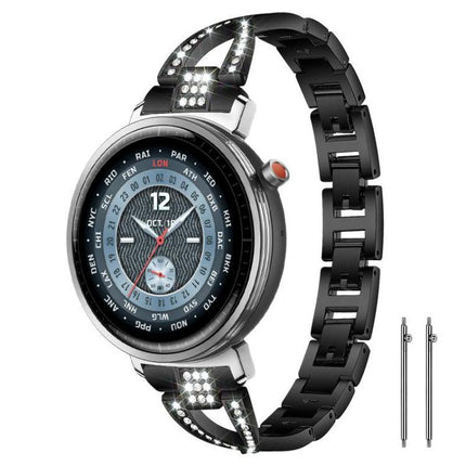 xDfind X-Shaped Single Row Diamond Metal Watch Band, 22mm, 20mm, 18mm