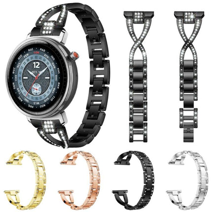 xDfind X-Shaped Single Row Diamond Metal Watch Band, 22mm, 20mm, 18mm