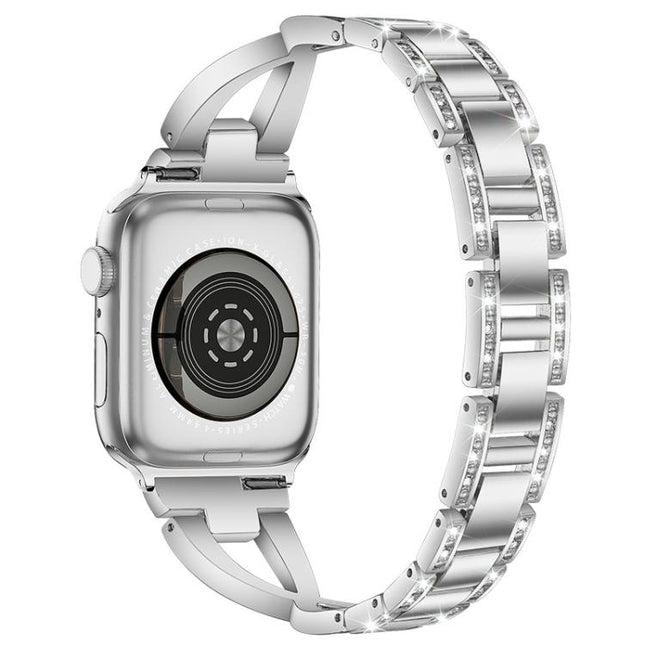 xDfind X-Shaped Single Row Diamond Metal Watch Band, For Apple Watch 42 / 44 / 45 / 46 / 49mm, For Apple Watch 38 / 40 / 41 / S10 42mm
