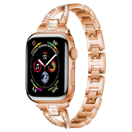 xDfind X-Shaped Single Row Diamond Metal Watch Band, For Apple Watch 42 / 44 / 45 / 46 / 49mm, For Apple Watch 38 / 40 / 41 / S10 42mm
