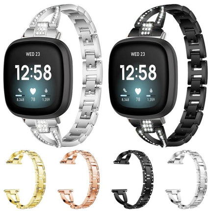xDfind X-Shaped Single Row Diamond Metal Watch Band, For Fitbit Versa 4 / 3 / Sense 2 / Sense
