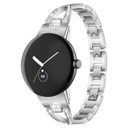 xDfind X-Shaped Single Row Diamond Metal Watch Band, For Google Pixel Watch 4 / 3 / 2 / 1 41mm