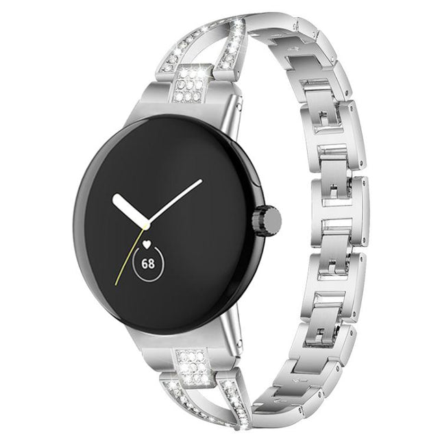 xDfind X-Shaped Single Row Diamond Metal Watch Band, For Google Pixel Watch 4 / 3 / 2 / 1 41mm