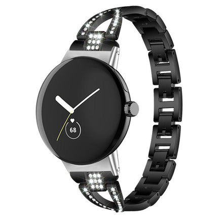 xDfind X-Shaped Single Row Diamond Metal Watch Band, For Google Pixel Watch 4 / 3 / 2 / 1 41mm