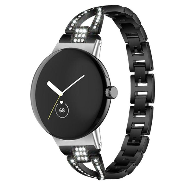 xDfind X-Shaped Single Row Diamond Metal Watch Band, For Google Pixel Watch 4 / 3 / 2 / 1 41mm