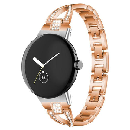 xDfind X-Shaped Single Row Diamond Metal Watch Band, For Google Pixel Watch 4 / 3 / 2 / 1 41mm
