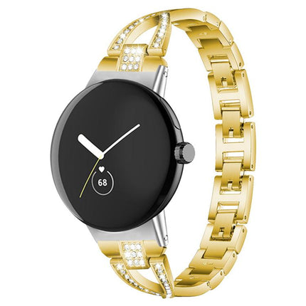 xDfind X-Shaped Single Row Diamond Metal Watch Band, For Google Pixel Watch 4 / 3 / 2 / 1 41mm