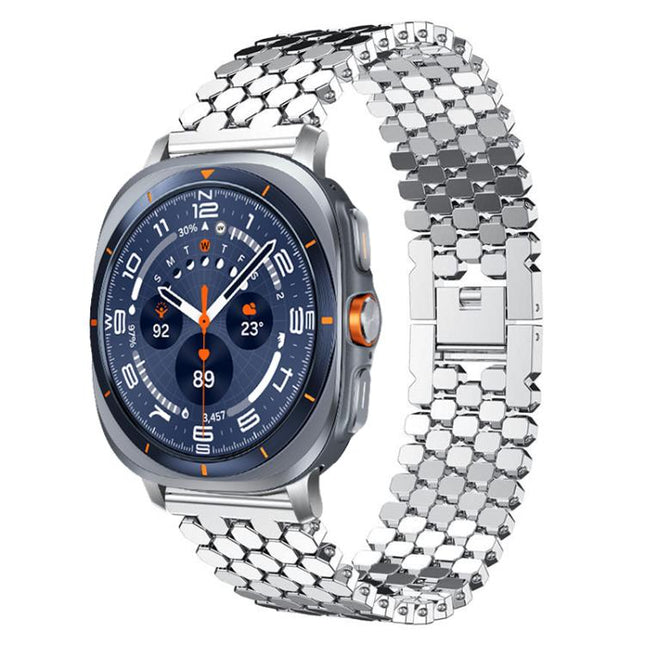 xDfind Fish Scale Texture Metal Watch Band, For Samsung Galaxy Watch Ultra/Ultra 2025, For Samsung Galaxy Watch8 / 8 Classic, For Samsung Galaxy Watch7 / FE / 6 / 5 / 4, For Samsung Galaxy Fit3