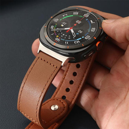 xDfind Rivet Buckle Genuine Leather Watch Band, For Galaxy Watch Ultra2 2026 / 2025 / 1 2024