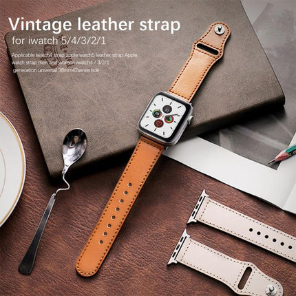 xDfind Rivet Buckle Genuine Leather Watch Band, For Apple Watch 42 / 44 / 45 / 46 / 49mm