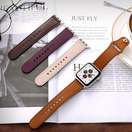 xDfind Rivet Buckle Genuine Leather Watch Band, For Apple Watch 42 / 44 / 45 / 46 / 49mm
