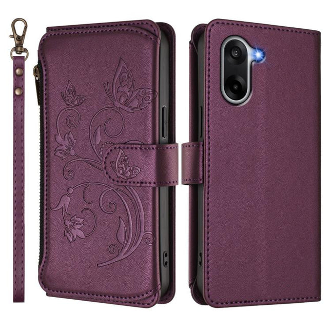 Butterfly Love Flower Multi-card Zipper Wallet Leather Phone Case, For OnePlus Nord CE5 / Ace 5 Racing, For OnePlus 13T, For OnePlus 13R 5G / Ace 5 / 5 Pro
