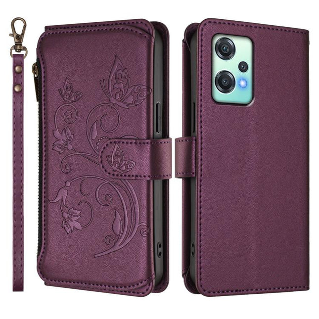 Butterfly Love Flower Multi-card Zipper Wallet Leather Phone Case, For OnePlus Nord 2 Lite 5G / CE 2 Lite, For OnePlus Nord CE4 5G, For OnePlus Nord N30 SE 5G