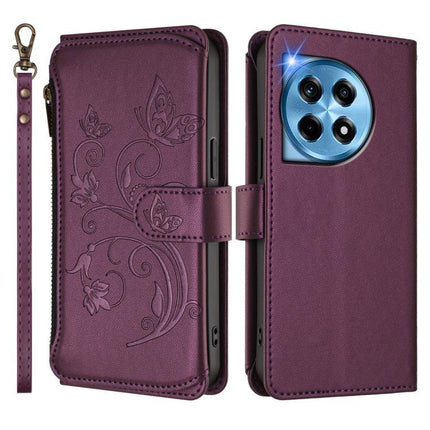 Butterfly Love Flower Multi-card Zipper Wallet Leather Phone Case, For OnePlus 12R 5G / Ace 3 5G, For OnePlus 12 5G, For OnePlus Ace 2 Pro 5G