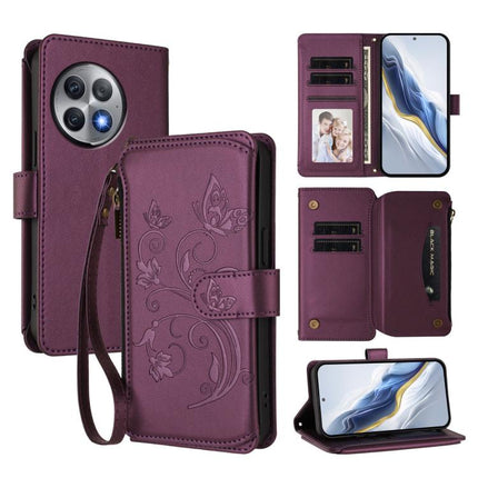 Butterfly Love Flower Multi-card Zipper Wallet Leather Phone Case, For OnePlus 12R 5G / Ace 3 5G, For OnePlus 12 5G, For OnePlus Ace 2 Pro 5G