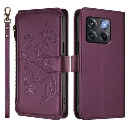 Butterfly Love Flower Multi-card Zipper Wallet Leather Phone Case, For OnePlus 10T 5G / Ace Pro 5G, For OnePlus Nord 2T, For OnePlus 10R / Ace