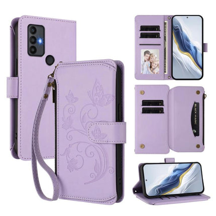 Butterfly Love Flower Multi-card Zipper Wallet Leather Phone Case, For TCL 30 4G / 5G / 30+, For TCL 30 SE, For TCL 30 XE 5G / 30 V 5G / T781S