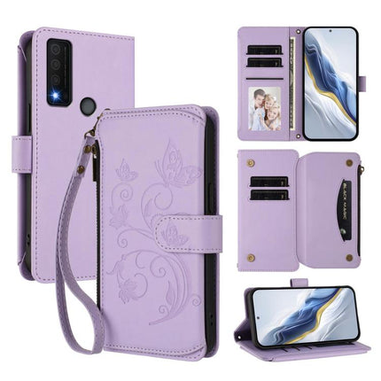 Butterfly Love Flower Multi-card Zipper Wallet Leather Phone Case, For TCL 30 4G / 5G / 30+, For TCL 30 SE, For TCL 30 XE 5G / 30 V 5G / T781S