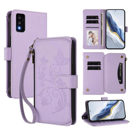 Butterfly Love Flower Multi-card Zipper Wallet Leather Phone Case, For TCL Stylus 5G, For TCL 303, For TCL 30T / T603DL