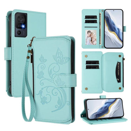 Butterfly Love Flower Multi-card Zipper Wallet Leather Phone Case, For TCL 502, For TCL 40 SE, For TCL 403 / Vodafone Smart M23