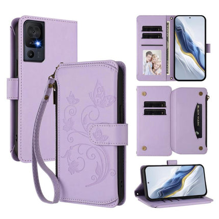 Butterfly Love Flower Multi-card Zipper Wallet Leather Phone Case, For TCL 502, For TCL 40 SE, For TCL 403 / Vodafone Smart M23