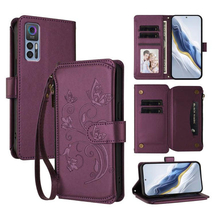 Butterfly Love Flower Multi-card Zipper Wallet Leather Phone Case, For TCL 30 4G / 5G / 30+, For TCL 30 SE, For TCL 30 XE 5G / 30 V 5G / T781S