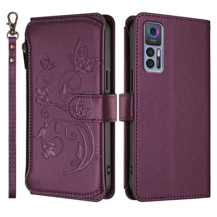 Butterfly Love Flower Multi-card Zipper Wallet Leather Phone Case, For TCL 30 4G / 5G / 30+, For TCL 30 SE, For TCL 30 XE 5G / 30 V 5G / T781S