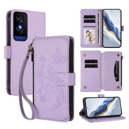 Butterfly Love Flower Multi-card Zipper Wallet Leather Phone Case, For TCL 60R, For TCL 503, For TCL 50 5G / 50 XE NxtPaper 5G