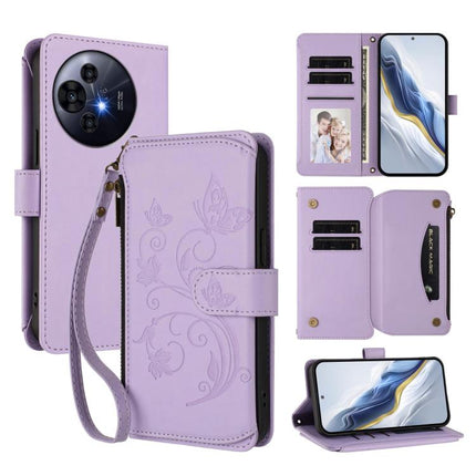 Butterfly Love Flower Multi-card Zipper Wallet Leather Phone Case, For TCL 50 LE 5G / T510SPP / K23 / K24, For TCL 50 NxtPaper / 50 Pro NxtPaper 5G, For TCL 405 / 406 / 406S / 408 / T506D