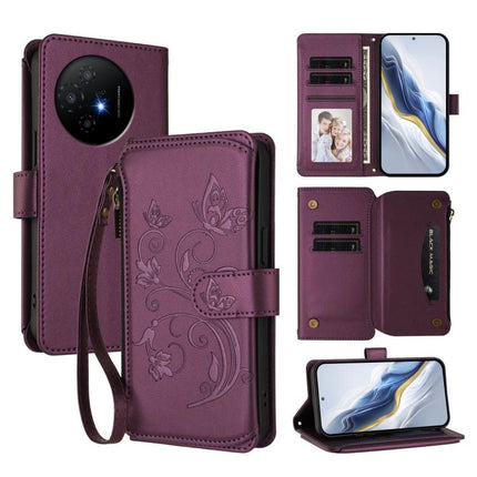 Butterfly Love Flower Multi-card Zipper Wallet Leather Phone Case, For TCL 50 XL / 50 XL NxtPaper 5G, For TCL 201, For TCL 50 XE