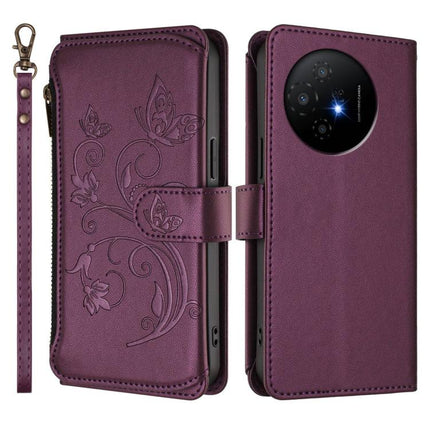 Butterfly Love Flower Multi-card Zipper Wallet Leather Phone Case, For TCL 50 XL / 50 XL NxtPaper 5G, For TCL 201, For TCL 50 XE