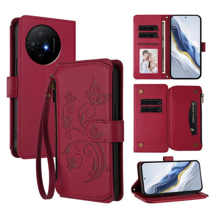 Butterfly Love Flower Multi-card Zipper Wallet Leather Phone Case, For TCL 50 XL / 50 XL NxtPaper 5G, For TCL 201, For TCL 50 XE