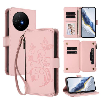 Butterfly Love Flower Multi-card Zipper Wallet Leather Phone Case, For TCL 50 XL / 50 XL NxtPaper 5G, For TCL 201, For TCL 50 XE