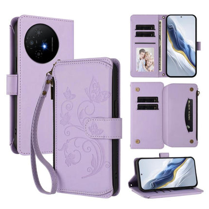 Butterfly Love Flower Multi-card Zipper Wallet Leather Phone Case, For TCL 50 XL / 50 XL NxtPaper 5G, For TCL 201, For TCL 50 XE