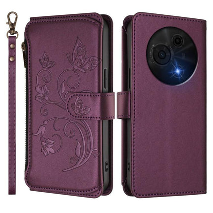 Butterfly Love Flower Multi-card Zipper Wallet Leather Phone Case, For TCL 60 NxtPaper, For TCL 605 / 60 SE, For TCL 60 5G