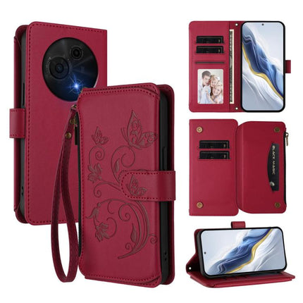 Butterfly Love Flower Multi-card Zipper Wallet Leather Phone Case, For TCL 60 NxtPaper, For TCL 605 / 60 SE, For TCL 60 5G