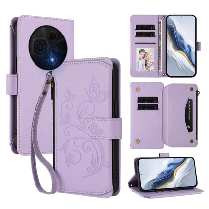 Butterfly Love Flower Multi-card Zipper Wallet Leather Phone Case, For TCL 60 NxtPaper, For TCL 605 / 60 SE, For TCL 60 5G