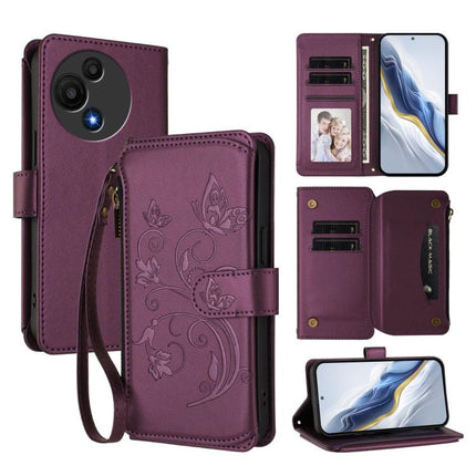 Butterfly Love Flower Multi-card Zipper Wallet Leather Phone Case, For TCL 60 SE NxtPaper, For TCL 30Z / T602DL / 30 LE / T602DL, For TCL 40 XL / 40 T / T608DL