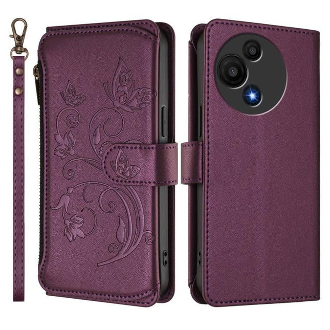 Butterfly Love Flower Multi-card Zipper Wallet Leather Phone Case, For TCL 60 SE NxtPaper, For TCL 30Z / T602DL / 30 LE / T602DL, For TCL 40 XL / 40 T / T608DL