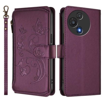 Butterfly Love Flower Multi-card Zipper Wallet Leather Phone Case, For TCL 60R, For TCL 503, For TCL 50 5G / 50 XE NxtPaper 5G