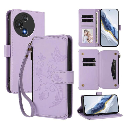 Butterfly Love Flower Multi-card Zipper Wallet Leather Phone Case, For TCL 60R, For TCL 503, For TCL 50 5G / 50 XE NxtPaper 5G