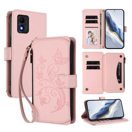 Butterfly Love Flower Multi-card Zipper Wallet Leather Phone Case, For TCL Stylus 5G, For TCL 303, For TCL 30T / T603DL